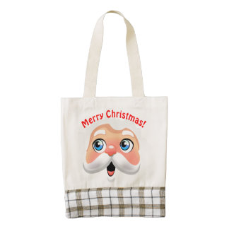 Funny Santa Claus Cartoon Zazzle HEART Tote Bag
