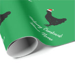 Funny Santa Claus chicken custom Christmas  Wrapping Paper<br><div class="desc">Funny Santa Claus chicken custom Christmas Wrapping Paper. Personalized gift wrap rolls with your own Holiday greeting. Vintage farm animal design with Santa hat. Green or custom color.</div>
