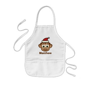 Funny Santa Claus chimp Christmas monkey custom Kids' Apron