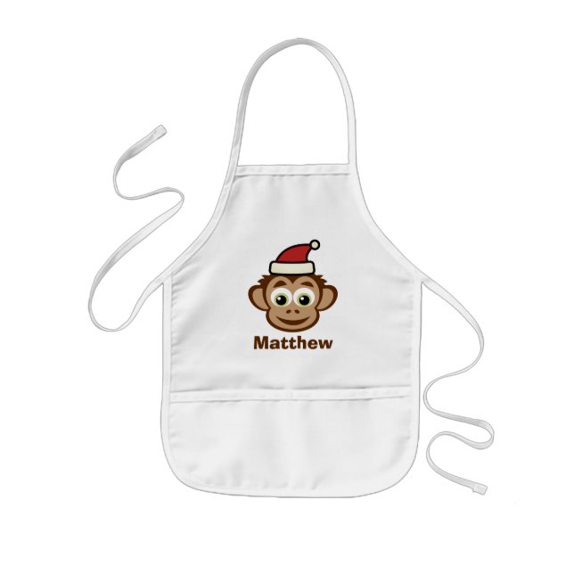 Funny Santa Claus chimp Christmas monkey custom  Kids' Apron (Front)