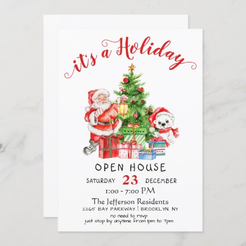 Funny Santa Claus Christmas Holiday Open House Invitation