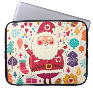 Funny Santa Claus Christmas Illustration Laptop Sleeve
