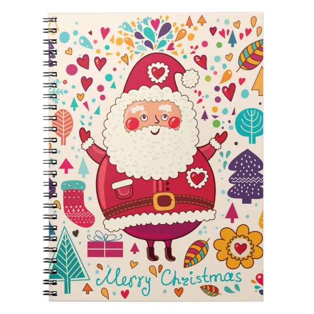 Funny Santa Claus Christmas Illustration Notebook (Front)