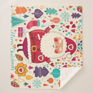 Funny Santa Claus Christmas Illustration Sherpa Blanket