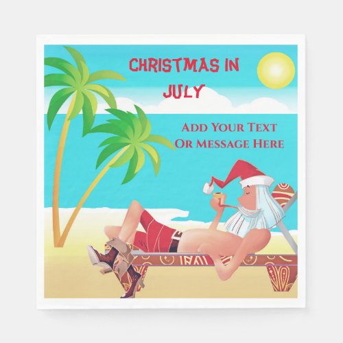 Funny Santa Claus Christmas In July Summer Party  Napkins