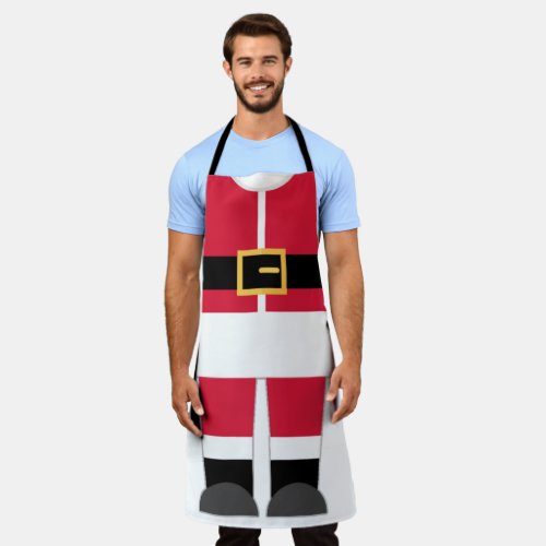 Funny Santa Claus Christmas Red and White Apron