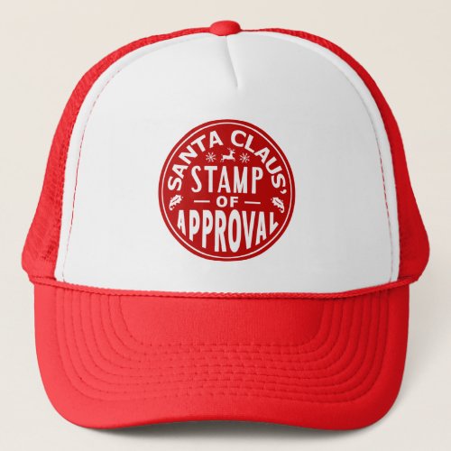 Funny Santa Claus Christmas Stamp of Approval Trucker Hat