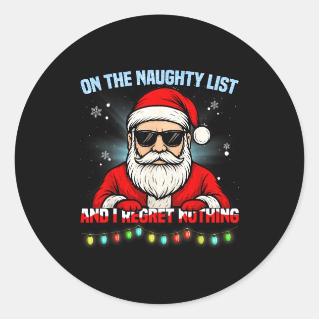 Funny Santa Claus Christmas Xmas For Men Women Boy Classic Round Sticker (Front)