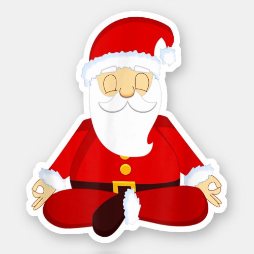 Funny Santa Claus Christmas Yoga Lotus Pose T_Shir Sticker