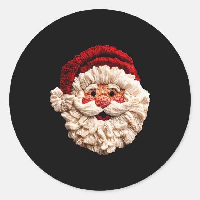 Funny Santa Claus Crochet Christmas Xmas Pajamas H Classic Round Sticker (Front)