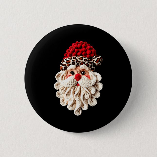 Funny Santa Claus Crochet Pajamas Holiday Xmas Chr Button (Front)