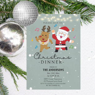 Funny Santa Claus Dancing Christmas Dinner  Invitation