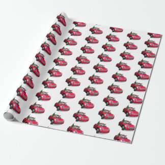 Funny Santa Claus Driving A Mini Wrapping Paper