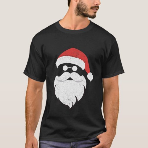 Funny Santa Claus Face Sunglasses with Hat Beard C T_Shirt