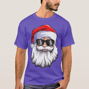 Funny Santa Claus face Sunglasses with Hat Beard C T-Shirt