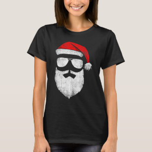 Funny Santa Claus Face Sunglasses with Hat Beard C T-Shirt
