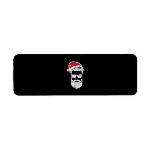 Funny Santa Claus Face with Hat Beard  Glasses Ch Label