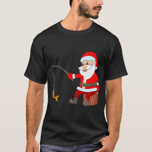 Funny Santa Claus Fishing Christmas Fish Puns T_Shirt