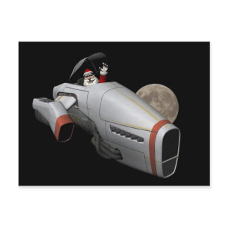 Funny Santa Claus Flying A Spacecraft Holiday Postcard