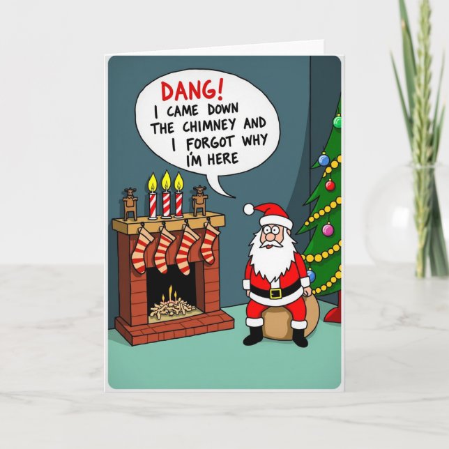 Funny Santa Claus Forgot His Purpose Christmas Card (Front)