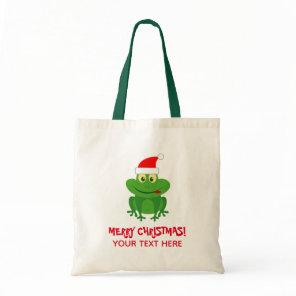 Funny Santa Claus frog Christmas tote bag