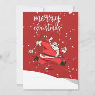 Funny Santa Claus  golf  gift for Merry Christmas  Holiday Card