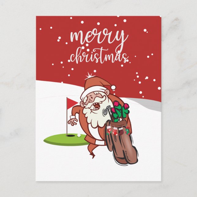 Funny Santa Claus  golf  gift for Merry Christmas  Postcard (Front)