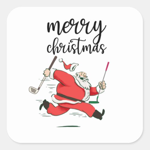 Funny Santa Claus  golf  gift for Merry Christmas  Square Sticker