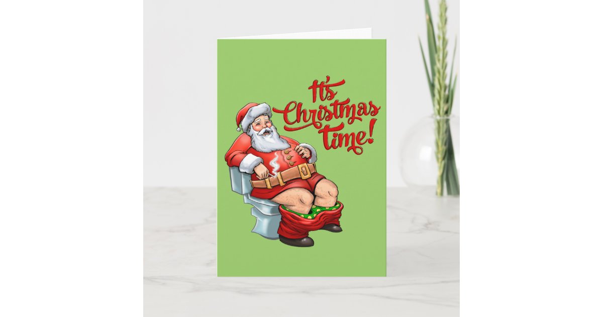 Funny Santa Claus Having a Rough Christmas Holiday Card | Zazzle.com