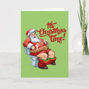 Funny Santa Claus Having A Rough Christmas Holiday Card by TRENDIUM at Zazzle