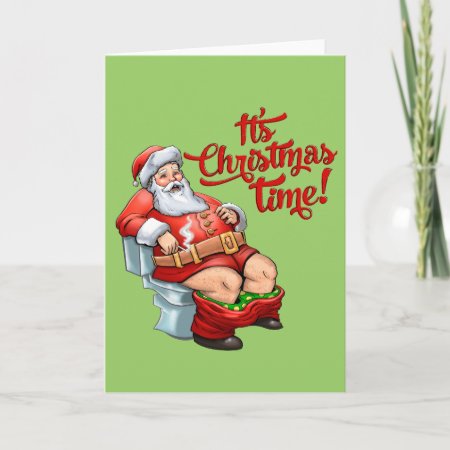 Funny Santa Claus Having A Rough Christmas Holiday Card
