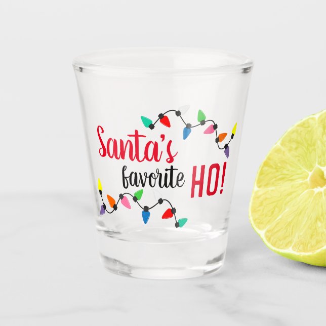 Funny Santa Claus Helper Xmas String Lights Shot Glass (Front)