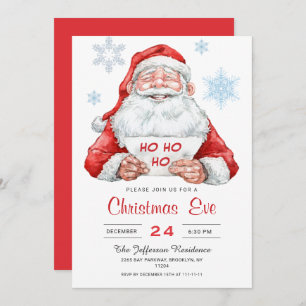 Funny Santa Claus Ho Ho Ho Holiday Christmas Eve Invitation