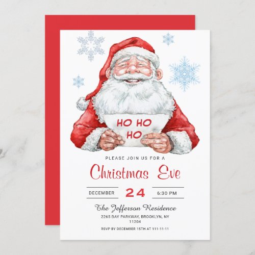 Funny Santa Claus Ho Ho Ho Holiday Christmas  Eve Invitation