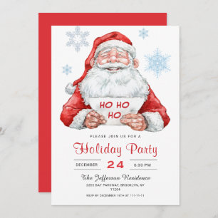 Funny Santa Claus Ho Ho Ho Holiday Christmas Party Invitation
