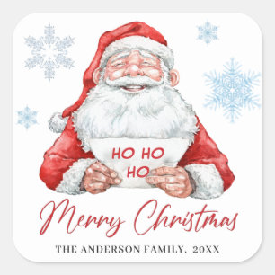 Funny Santa Claus Ho Ho Ho Holiday Christmas Party Square Sticker