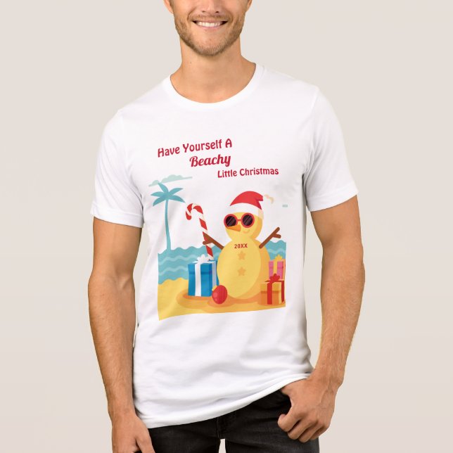 Funny Santa Claus Holiday Christmas Fun Snowman  Tri-Blend Shirt (Front)
