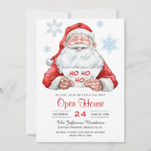 Funny Santa Claus Holiday Christmas Open House Invitation
