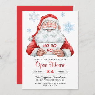 Funny Santa Claus Holiday Christmas Open House Invitation