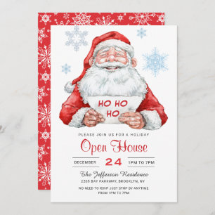 Funny Santa Claus Holiday Christmas Open House Invitation