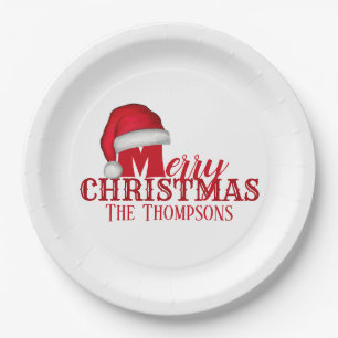 Funny Santa Claus Holiday Christmas Party Paper Plates
