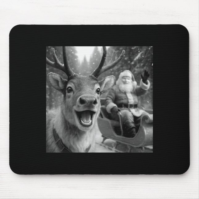 Funny Santa Claus In Sleigh With Reindeer Christma Mouse Pad (Front)