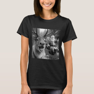Funny Santa Claus In Sleigh With Reindeer Christma T-Shirt