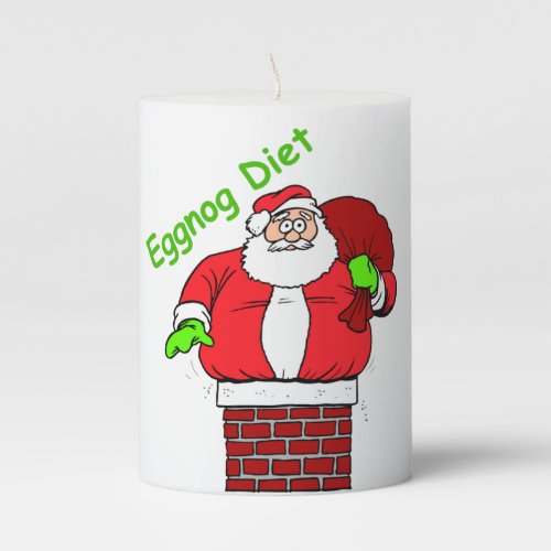 Funny Santa Claus Joke Fit Chimney Xmas Holiday Pillar Candle