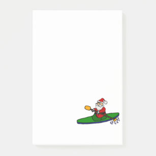 Funny Santa Claus Kayaking Christmas Cartoon Post-it Notes