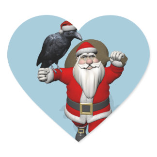 Funny Santa Claus Loves Ravens Heart Sticker