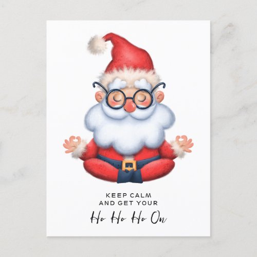 Funny Santa Claus Meditate Keep Calm  Postcard