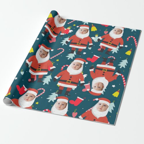 Funny Santa Claus Merry Christmas Custom Face Wrapping Paper