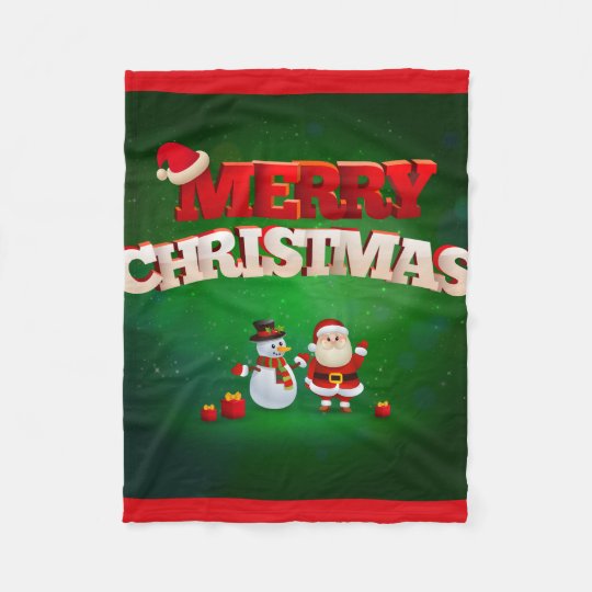 Funny Santa Claus Merry Christmas design Fleece Blanket