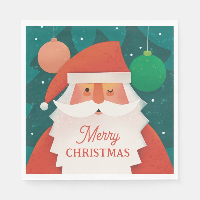 Funny Santa Claus | Merry Christmas Holiday Party Napkins (Front)